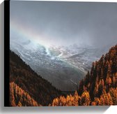 WallClassics - Canvas  - Bomen op Berg en Rotsen - 40x40 cm Foto op Canvas Schilderij (Wanddecoratie op Canvas)