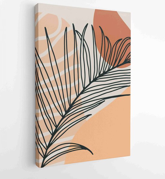 MKHFUW Set Van 3 Abstracte Botanische Bladeren Muurkunst, Boho Posters Lijntekening Vrouw, Geen Lijst (Design-06, 3 Stuks - 50 X 70 Cm