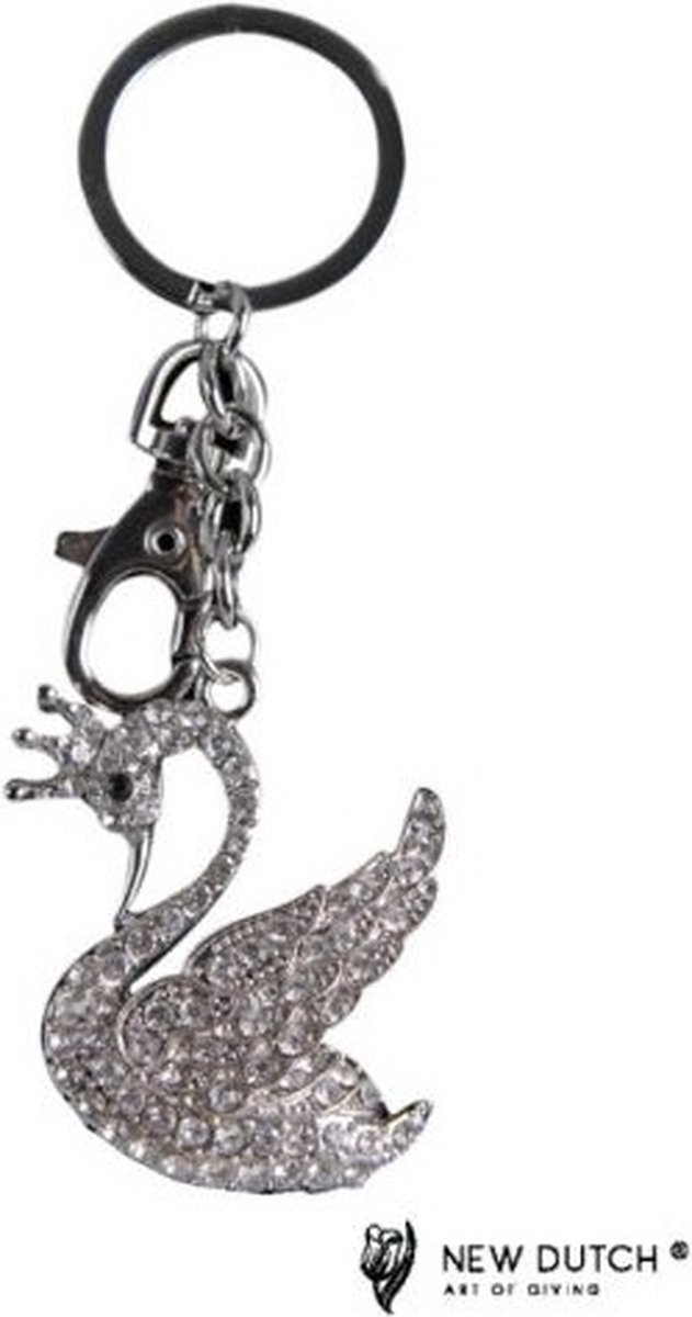 Sleutelhanger Zwaan - kristal - bling bling - 12cm