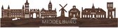 Standing Skyline Middelburg Notenhout - 60 cm - Woondecoratie design - Decoratie om neer te zetten en om op te hangen - Meer steden beschikbaar - Cadeau voor hem - Cadeau voor haar - Jubileum - Verjaardag - Housewarming - Interieur - WoodWideCities