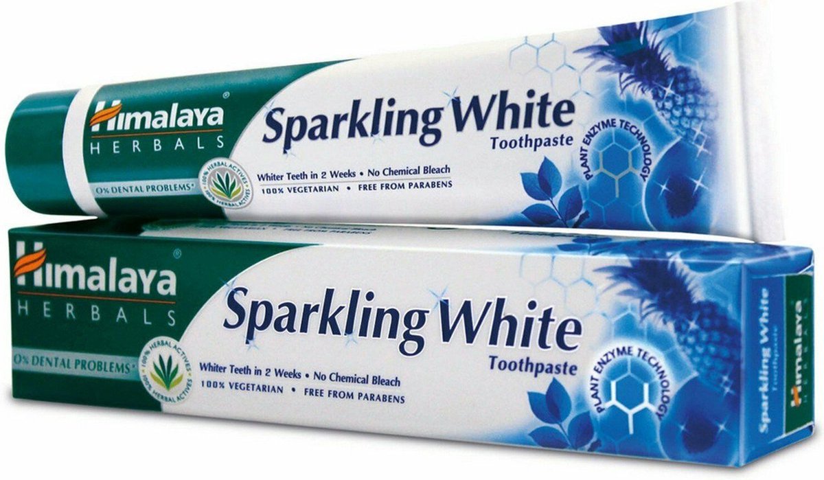 Himalaya Herbals Sparkling White - Herbal Toothpaste - Kruidentandpasta - Vegetarisch - Gezonde en Witte Tanden  - Tandpasta Zonder Fluoride en Parabenen - 75ml