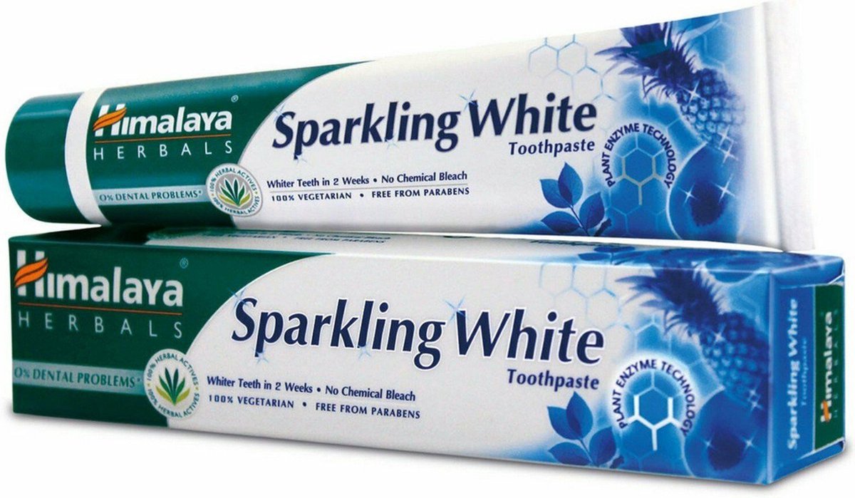 Himalaya Herbals Sparkling White Herbal Toothpaste - Kruidentandpasta - Vegetarisch - Gezonde en Witte Tanden - Tandpasta Zonder Fluoride en Parabenen - 75ml