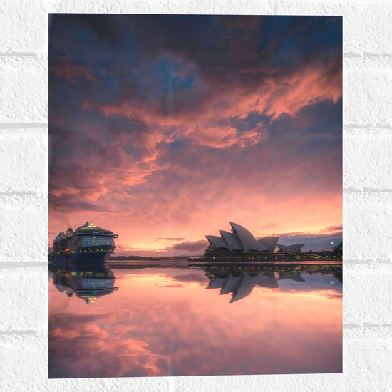 WallClassics - Muursticker - Sydney Opera House met Zonsondergang - 30x40 cm Foto op Muursticker
