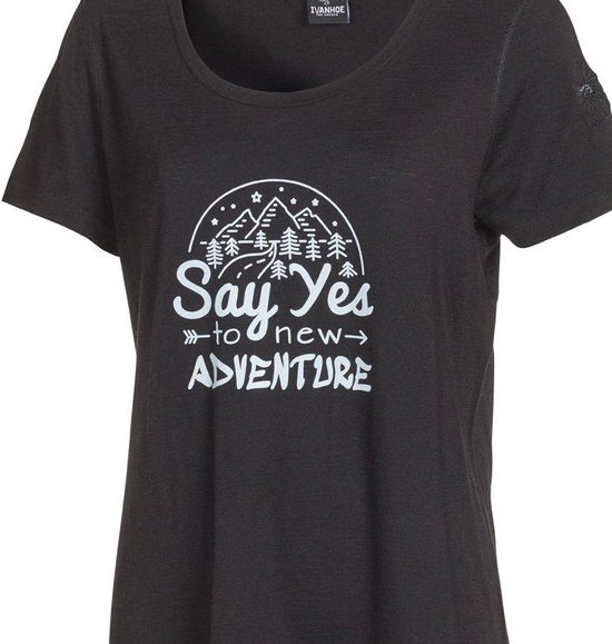 Ivanhoe t-shirt Meja Adventure voor dames - 100% merino wol - Zwart - Ivanhoe of Sweden