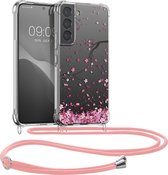 kwmobile telefoonhoesje geschikt voor Samsung Galaxy S22 - Hoesje met telefoonkoord - Back cover voor smartphone - Case in poederroze / donkerbruin / transparant