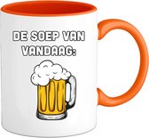 De soep van vandaag - Bier kleding cadeau - bierpakket kado idee - grappige bierglazen drank feest teksten en zinnen - Mok - Oranje