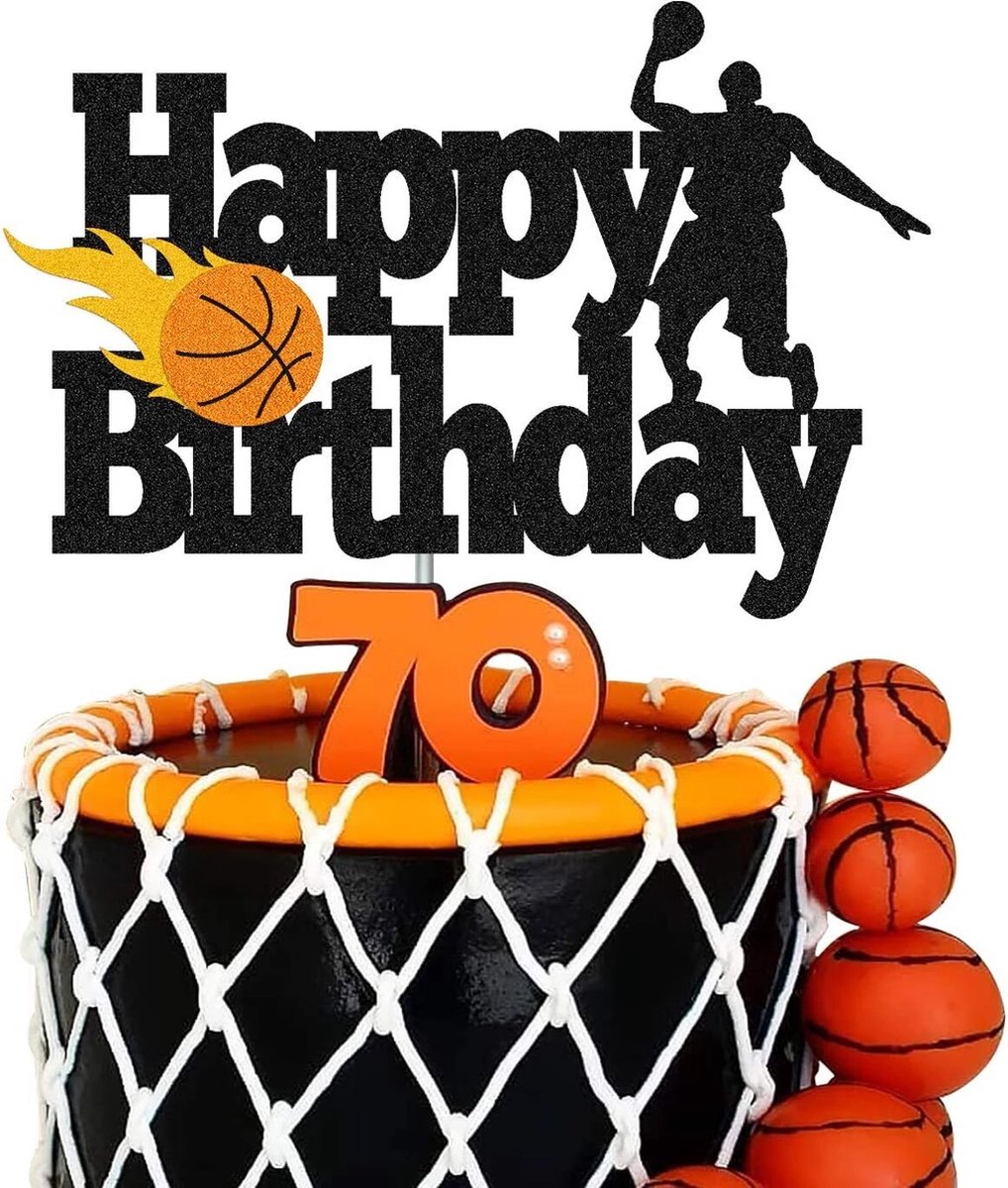 CharmeFleur 24 stuks basketbal taartdecoraties Blauw Oranje