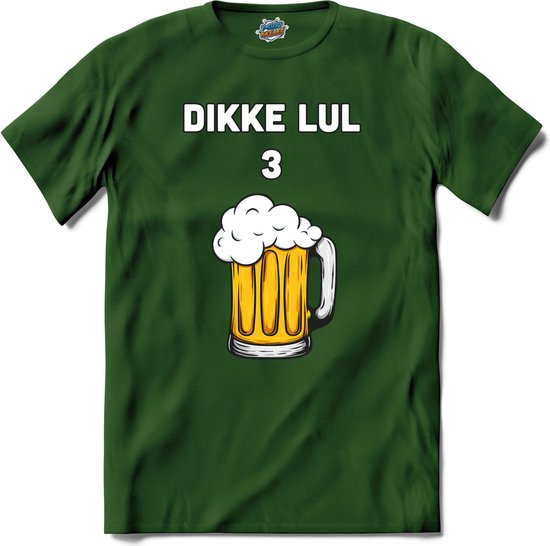 Dikke lul 3 bier - Bier kleding cadeau - bierpakket kado idee - grappige bierglazen drank feest teksten en zinnen - T-Shirt - Heren - Bottle Groen - Maat M