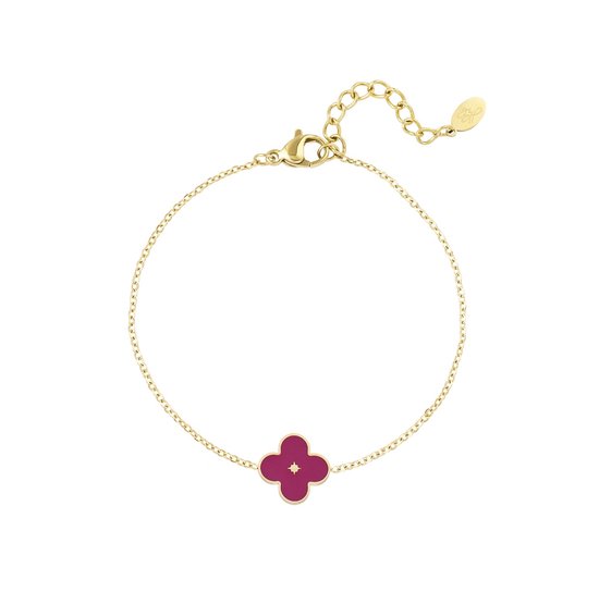 Armband Klaver - Goud - Roze - Stainless steel