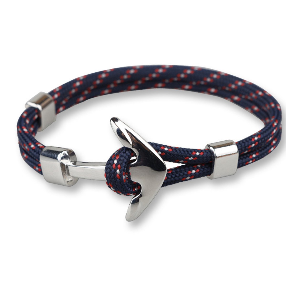 Zwart - Zilveren Anker - Luxe rope armband voor heren en dames - Outdoor Milano line - Cadeau - Geschenk - Voor Man - Vrouw - Armbandje - Jewellery