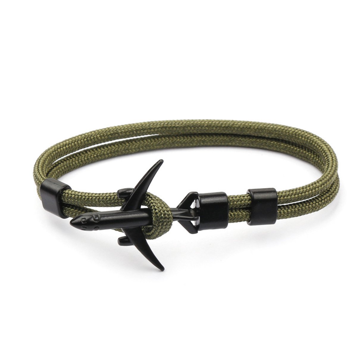 Kungu - Army Green - Vliegtuig - Luxe rope armband voor heren en dames - Outdoor Milano line - Cadeau - Geschenk - Voor Man - Vrouw - Armbandje - Jewellery