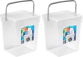 2x boîtes de rangement/seaux en plastique avec couvercle transparent 5 litres 20 x 17 x 23 cm - Bac de rangement