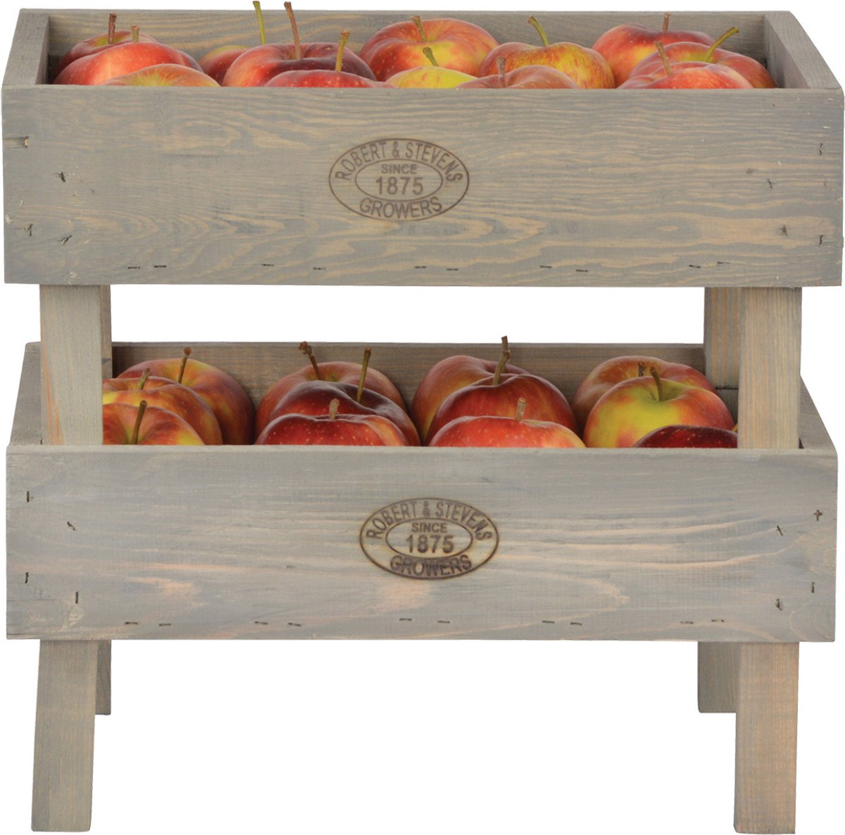Set Van 2x Stuks Houten Opberg opslag Kratten Stapelbaar 27 X 37 Cm 