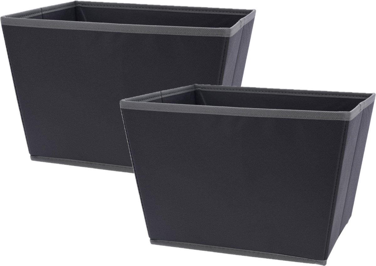 Opbergmand - 2x - antraciet grijs - 29 x 24 x 20 cm - polyester - kledingkast manden