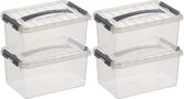 10x Sunware Q-Line boîtes de rangement / boîtes de rangement 6 litres 30 cm plastique - Boîte de rangement - Boîte de rangement plastique transparent / argent