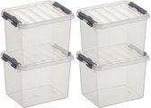 12x Sunware Q-Line boîtes de rangement / boîtes de rangement 3 litres 20 cm plastique - Boîte de rangement - Boîte de rangement plastique transparent / argent