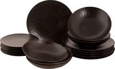 Bol.com Palmer Bordenset Ruston Stoneware 6-persoons 18-delig Bruin aanbieding