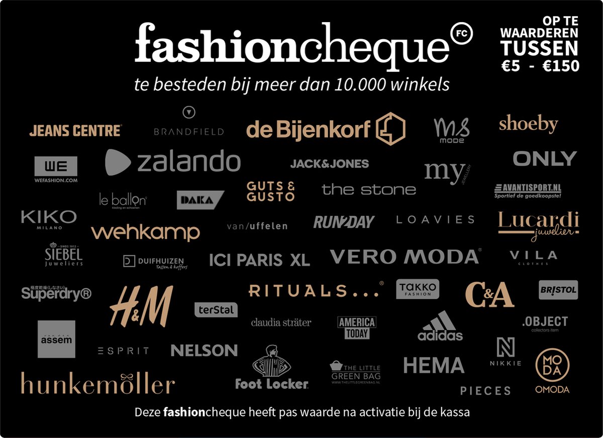 fashioncheque zwart – Cadeaukaart 150 euro