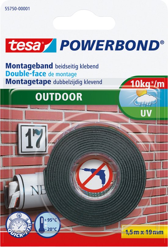 Tesa Montagetape Outdoor - 1,5 m x 19 mm - Tesa