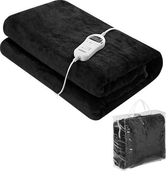 Elektrische deken - Bovendeken - Warmtedeken - Knuffeldeken - Antraciet - Groot - 180 x 130cm - Wasbaar - Relatiegeschenk - Kerstgeschenk