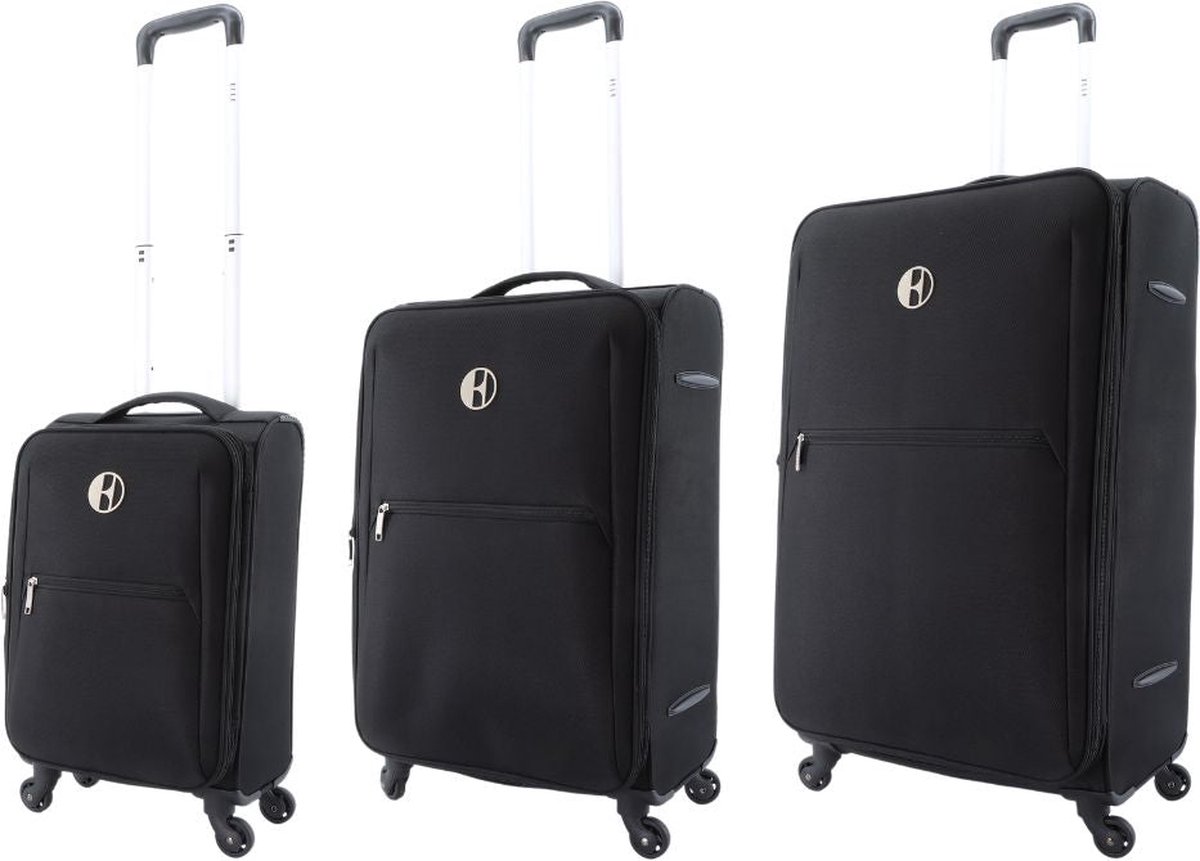 ELLE Mode - zacht bagage kofferset met wielen. Zwart