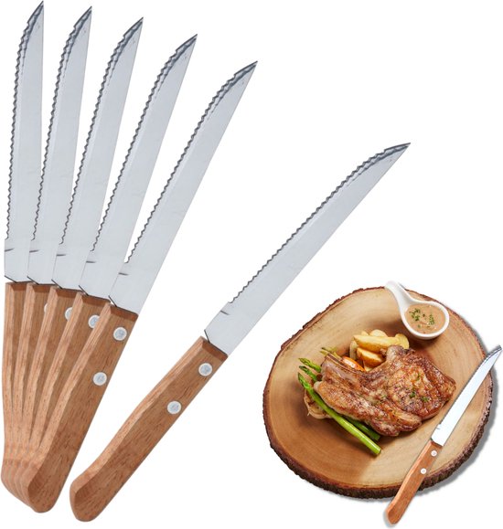 Cheqo® RVS Steakmessen Set Messenset Tafelmessen Vleesmessen Steakmessenset