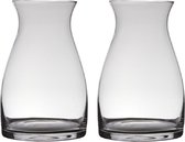 Set van 2x stuks transparante home-basics vaas/vazen van glas 38 x 26 cm - Bloemen/takken/boeketten vaas voor binnen gebruik