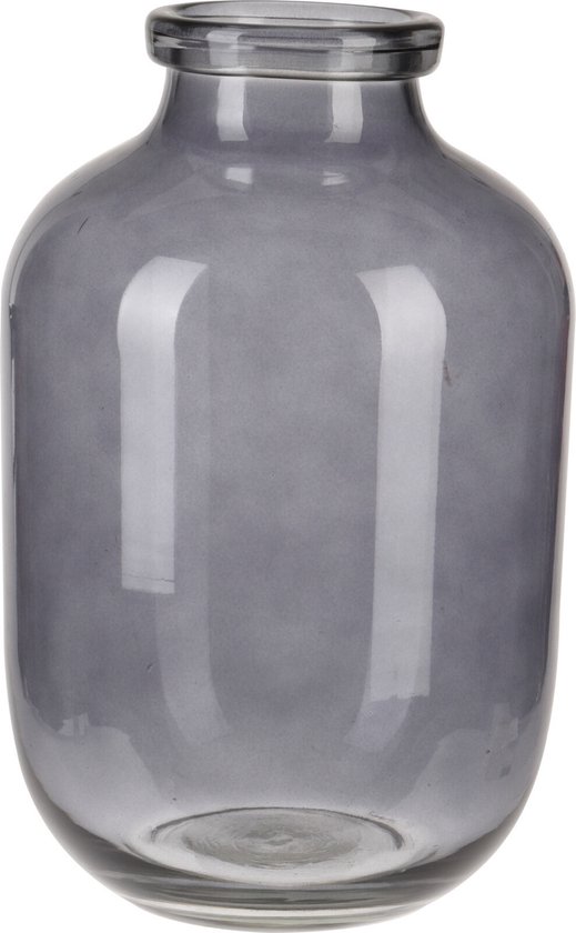 Grijze glazen vaas/vazen 16 x 28 cm - Vazen van glas