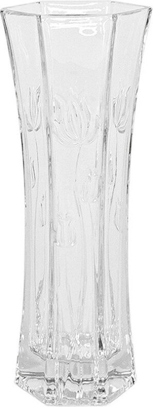 Bloemenvaas van ornament glas 29 x 11 cm - Glas in mooi motief voor bloemen en boeketten tot 60 cm