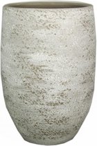 Vaas of hoge plantenpot van keramiek in het grijs/wit met diameter 26 cm en hoogte 40 cm - Voor binnen gebruik