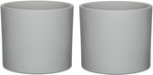 Mica Decorations Bloempot - 2x - lichtgrijs - keramiek - 17 x 14 cm - plantenpotten
