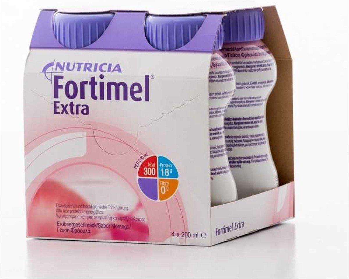 Nutricia Fortimel Extra Aardbei 4 x 200m - Nutricia