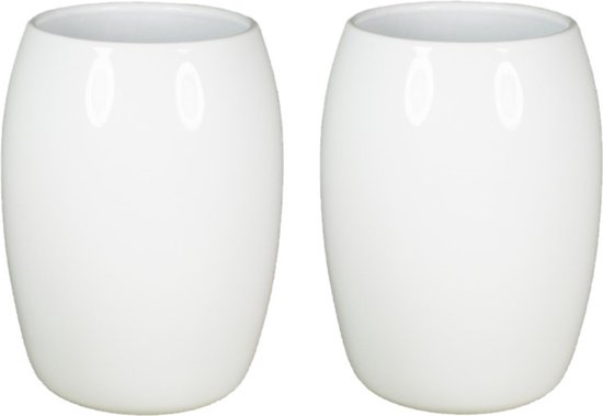 2x vase à fleurs / vases en céramique blanc brillant D15 x H24 cm - Pot de  fleur /... | bol.com