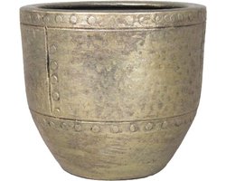 Floran Bloempot - industrieel - goud - keramiek met coating - D16 en H14 cm - Romeinse stijl - plantenpotten