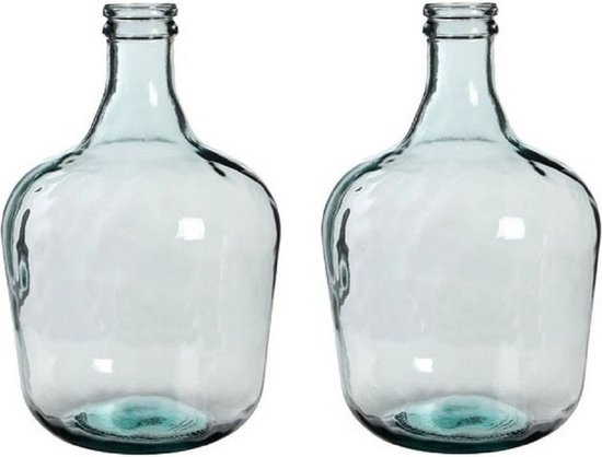 2x Fles vaas Diego 27 x 42 cm transparant gerecycled glas - Home Deco vazen - Woonaccessoires