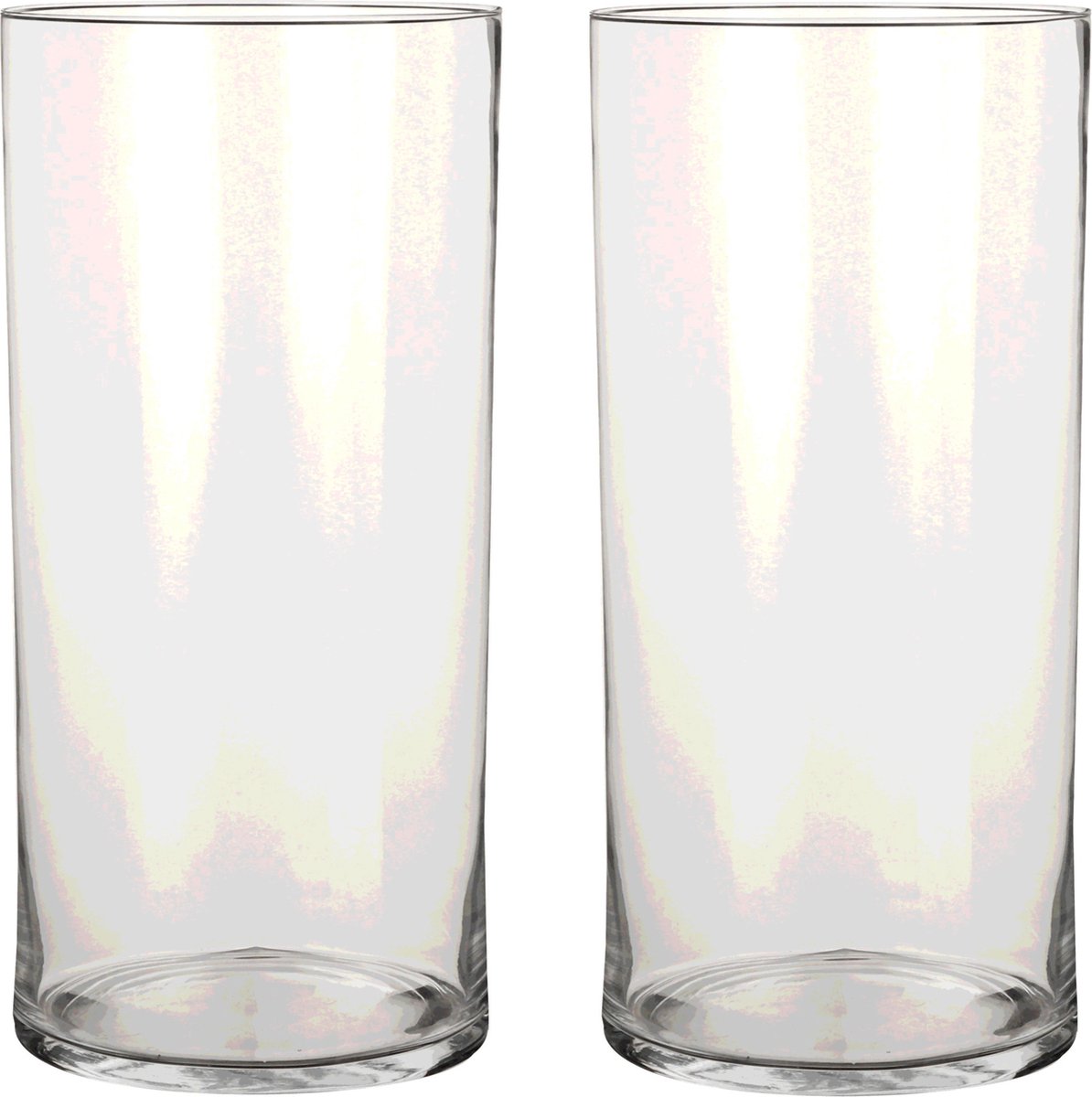 Mica Decorations Vaas - 2x - cilinder - helder glas - D19 x H40 cm - Bloemenvaas Transparant