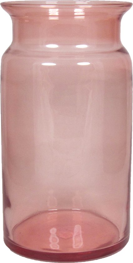 Glazen melkbus vaas/vazen oud roze 7 liter met smalle hals 16 x 29 cm - Bloemenvazen van glas