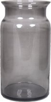 Glazen melkbus vaas/vazen zwart 7 liter met smalle hals 16 x 29 cm - Bloemenvazen van glas