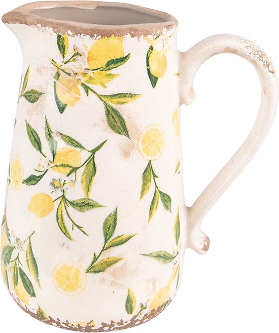 Clayre & Eef Carafe décoration 16x11x18 cm Jaune Céramique Citron Carafe d'eau