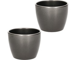 Floran Bloempot/plantenpot Boule - 3x stuks - zilver - keramiek - 10 x 12 cm