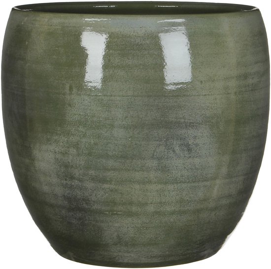 Mica Decorations Plantenpot - groen - glans - keramiek - 33 x 31 cm - plantenpotten binnen