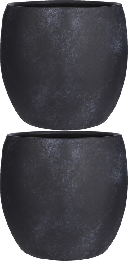 Mica Decorations Lester Bloempot - H31 x Ø33 cm - Terracotta - Zwart