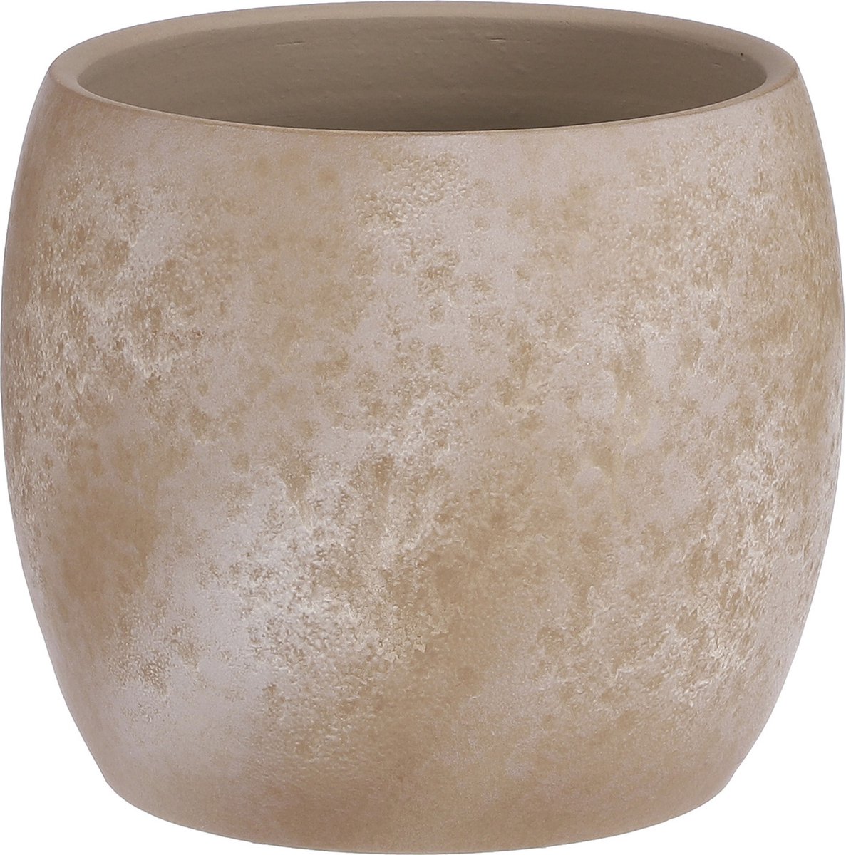 Mica Decorations Bloempot - creme stone - mat - keramiek - 24 x 22 cm - plantenpotten binnen