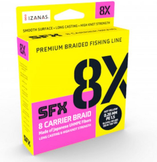 Sufix SFX 8x Hot Yellow 135m Hot Yellow 0.104mm van Sufix — afbeelding 2