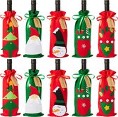 THE TWIDDLERS 10 Kerst Wijnfles Tassen met Tags, Cadeauzakjes - Premium Niet-Geweven Stof - Kerst Tafel Decoratie - Herbruikbaar