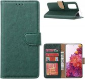 Multimedia & Accessoires PU Lederen Wallet Book Case Hoesje geschikt voor Samsung Galaxy S21 FE 5G – Groen - Portemonnee – Met Stand – Kaarthouder – Pasjes Houder – Magneet Sluiting – Bookcase