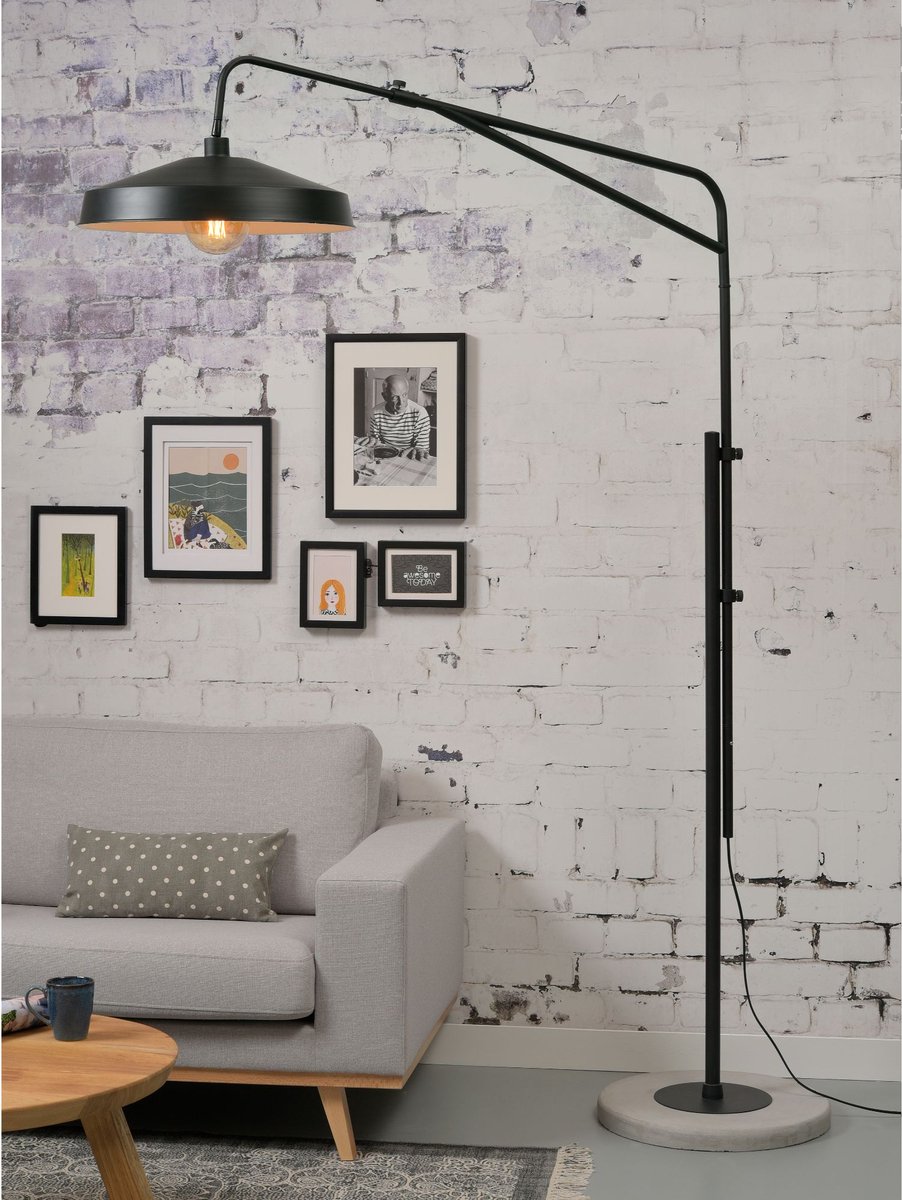 it's about RoMi Vloerlamp Brighton - Zwart/Cement - 158x51x250cm - Modern - Staande lamp voor Woonkamer - Slaapkamer