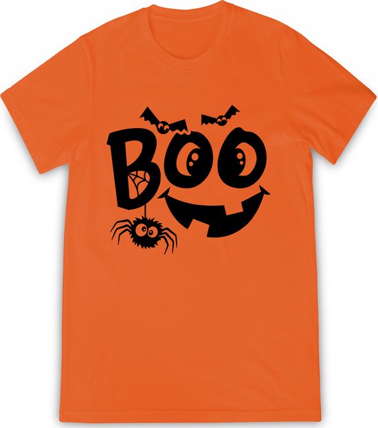 Russell - Jongens Meisjes T shirt Halloween - Oranje - Maat 140