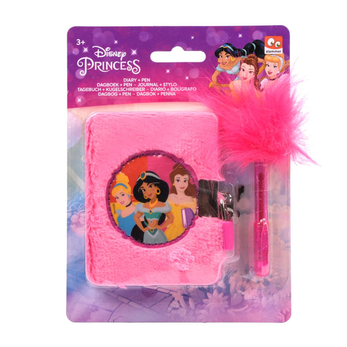 Disney Princess Dagboek - Pluche Dagboek voor Meisjes - Dagboek met Pen - Disney Prinses Dagboek - Prinsessendagboek - Jasmine, Assepoester & Belle - Dagboek voor Meisjes - Kinderdagboek - Roze Dagboek