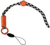 Keycords - keycord zwart-wit-oranje - ringsluiting - met telefooncord